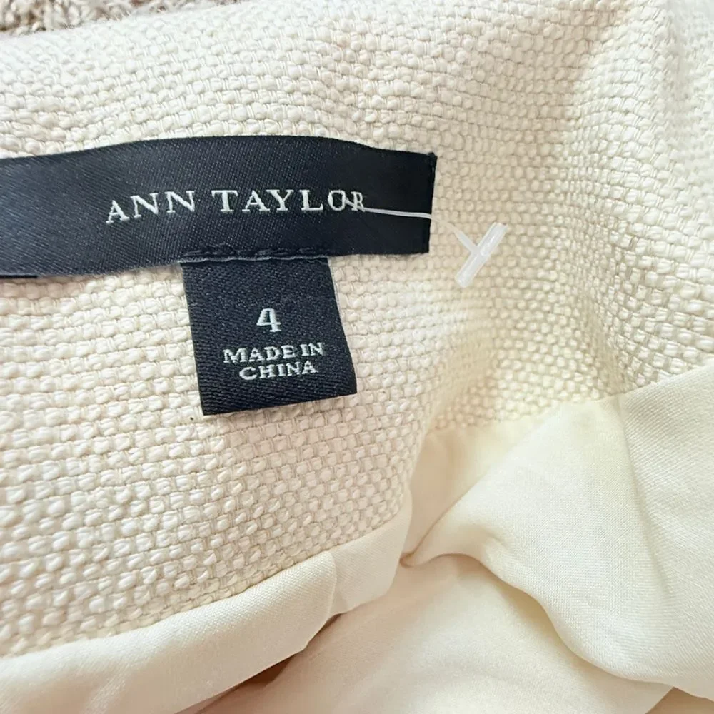 Ann Taylor Creamy White & Black Linen Blend Blazer - Picture 6 of 7